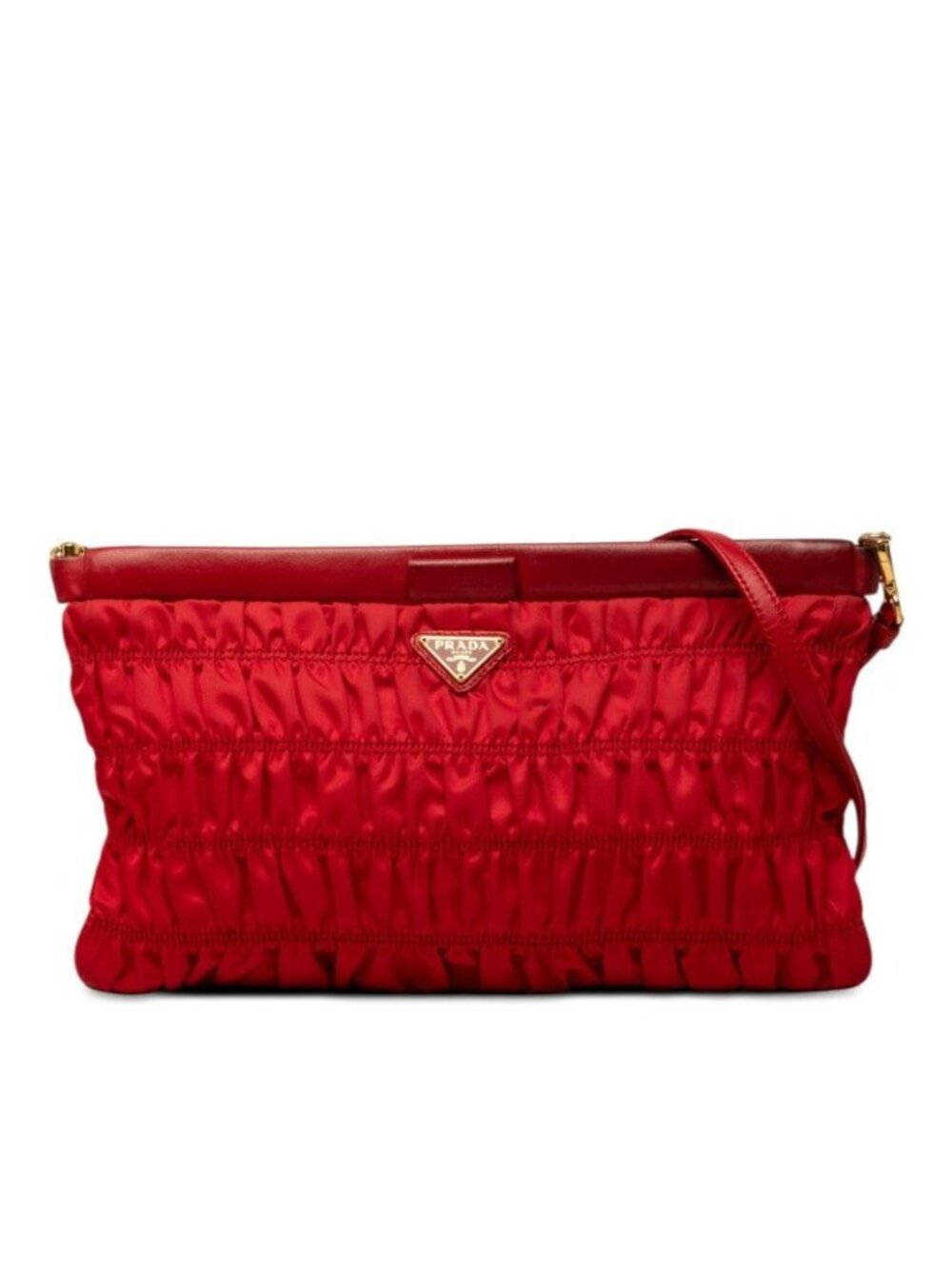 Prada Crossbody Shoulder Bag Red Nylon Leather